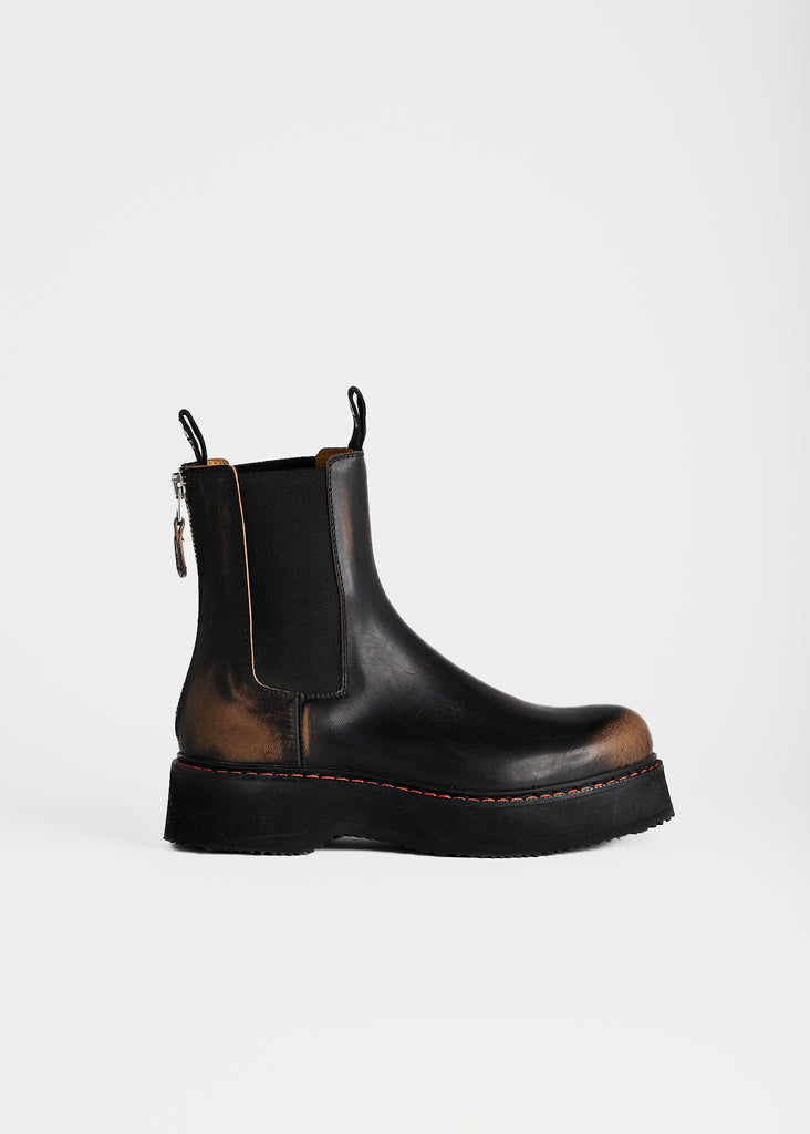 Single Stack Leather Chelsea Boot - Black/Brown SHOES R13   