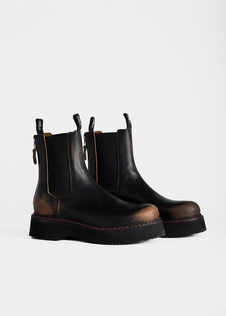 Single Stack Leather Chelsea Boot - Black/Brown SHOES R13   