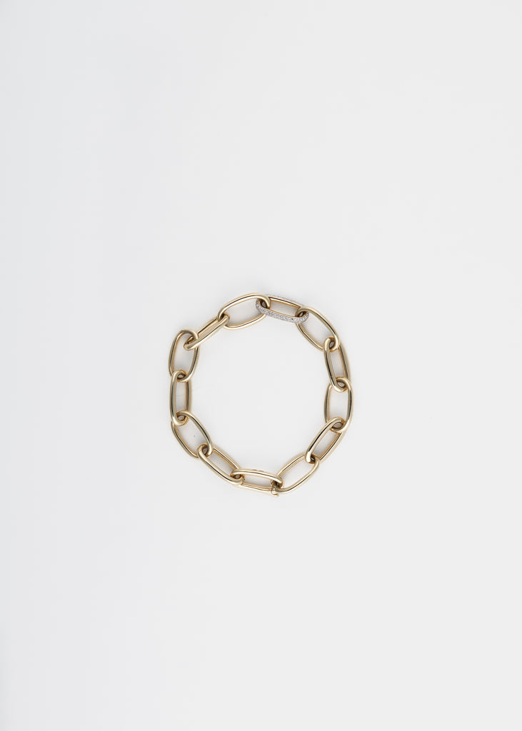 Long Rectangular Chain Bracelet with White Pave Diamond Link JEWELRY GABRIELA ARTIGAS   