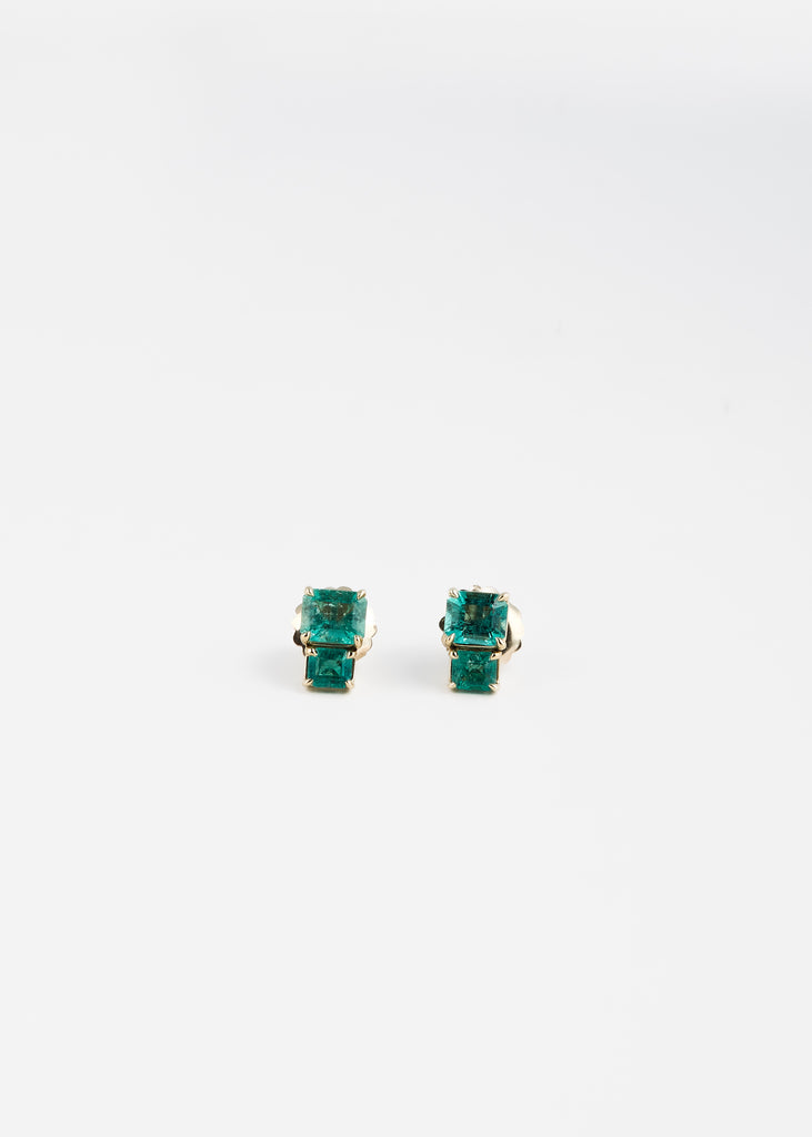 Earrings Double Emerald Studs JEWELRY MARIA JOSE   