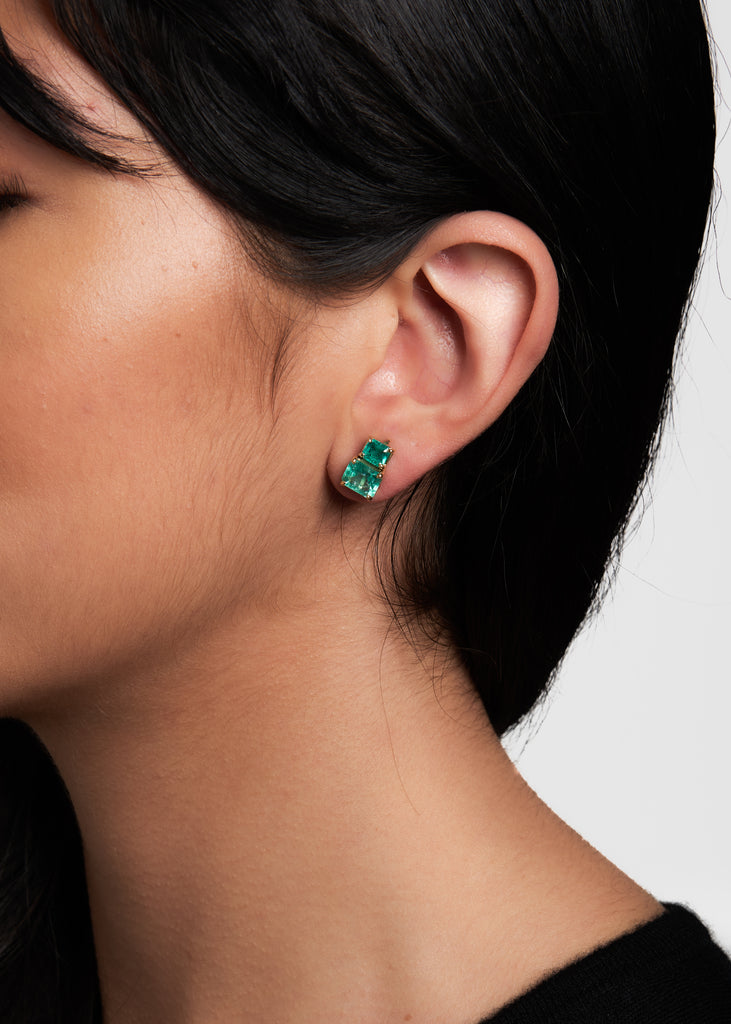 Earrings Double Emerald Studs JEWELRY MARIA JOSE   
