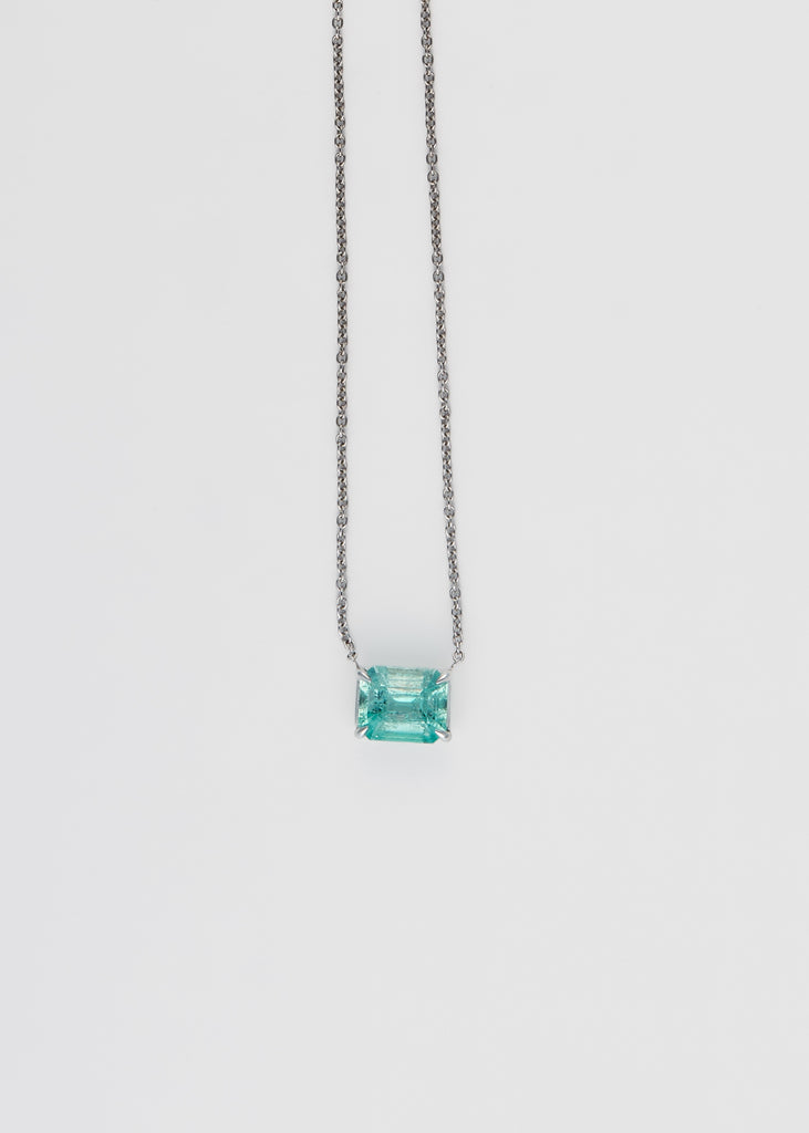 East West White Gold Emerald Necklace JEWELRY MARIA JOSE   
