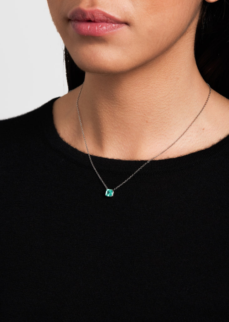 Necklace Emerald Pendant Set White Gold JEWELRY MARIA JOSE   