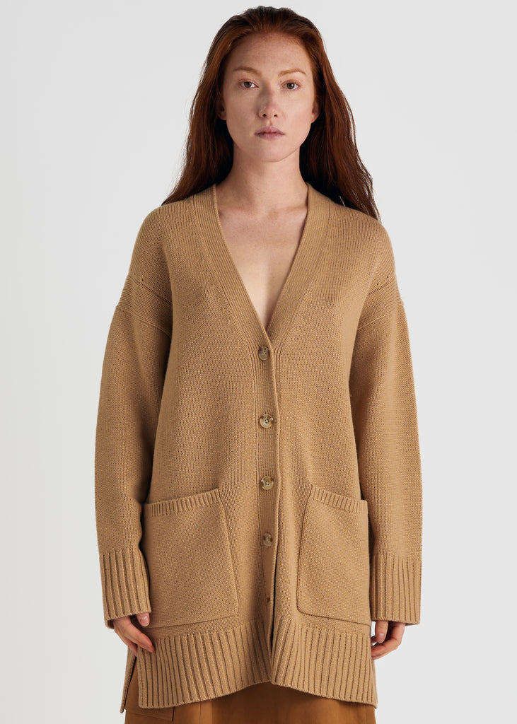 Maio Cardigan KNITWEAR LOULOU STUDIO Camel XS 