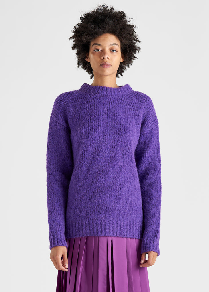 Airy Alpaca Crewneck Sweater TOPS TIBI Purple XXS 