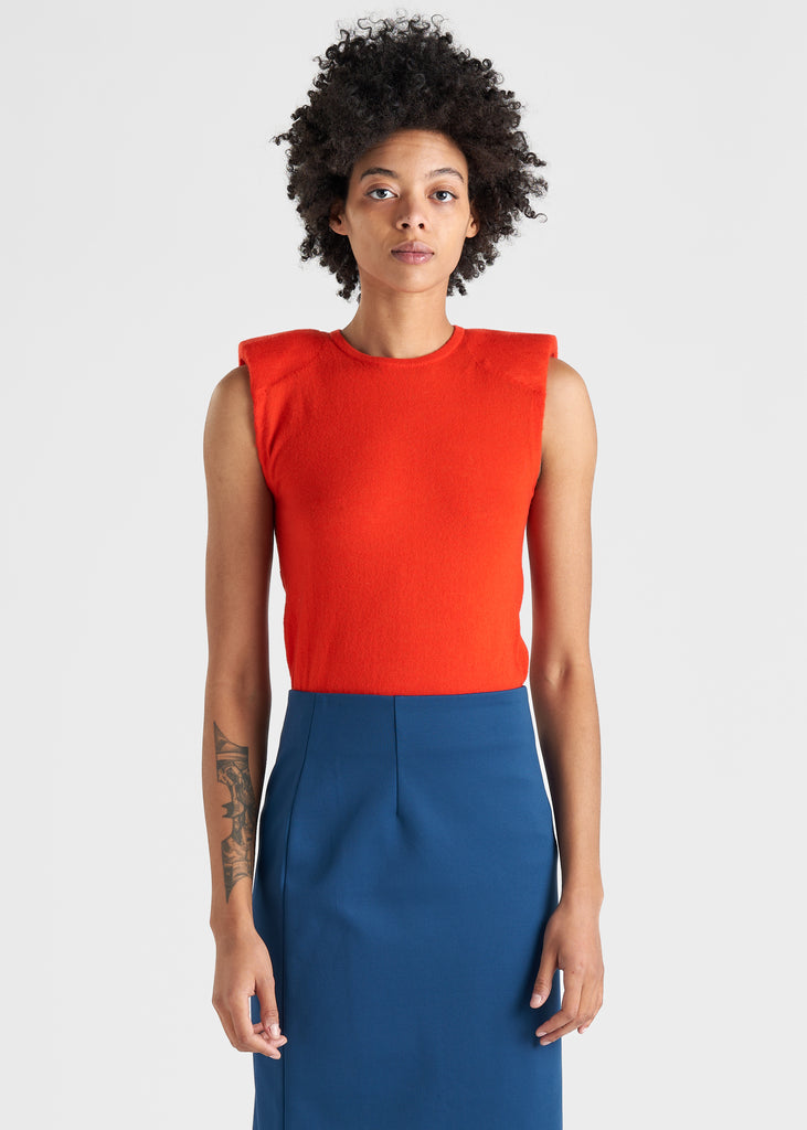 Mercerized Wool Shoulderpad Top TOPS TIBI Red XXS 