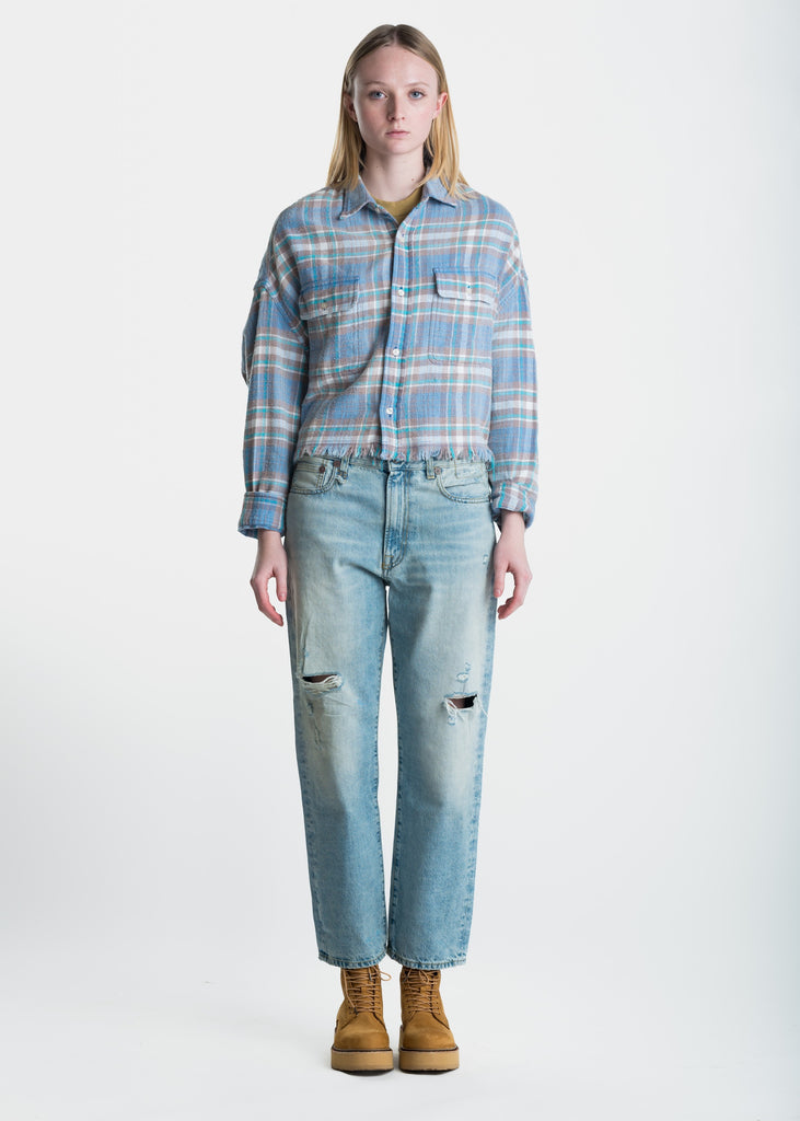 Cropped Plaid Work Shirt TOPS R13   