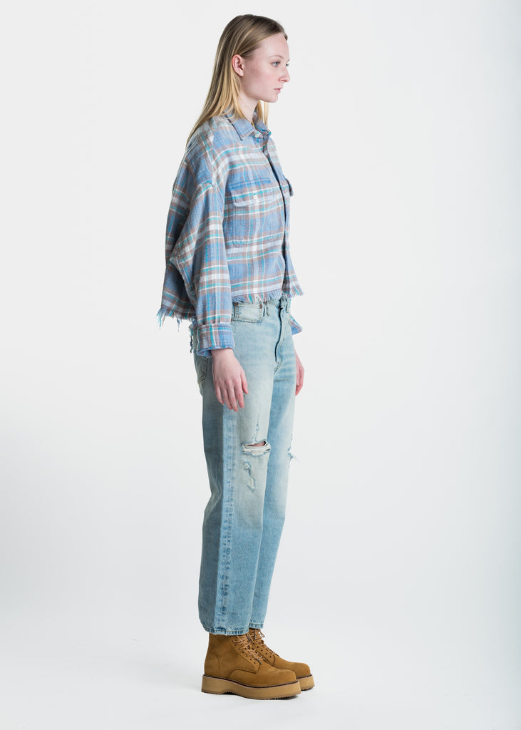 Cropped Plaid Work Shirt TOPS R13   