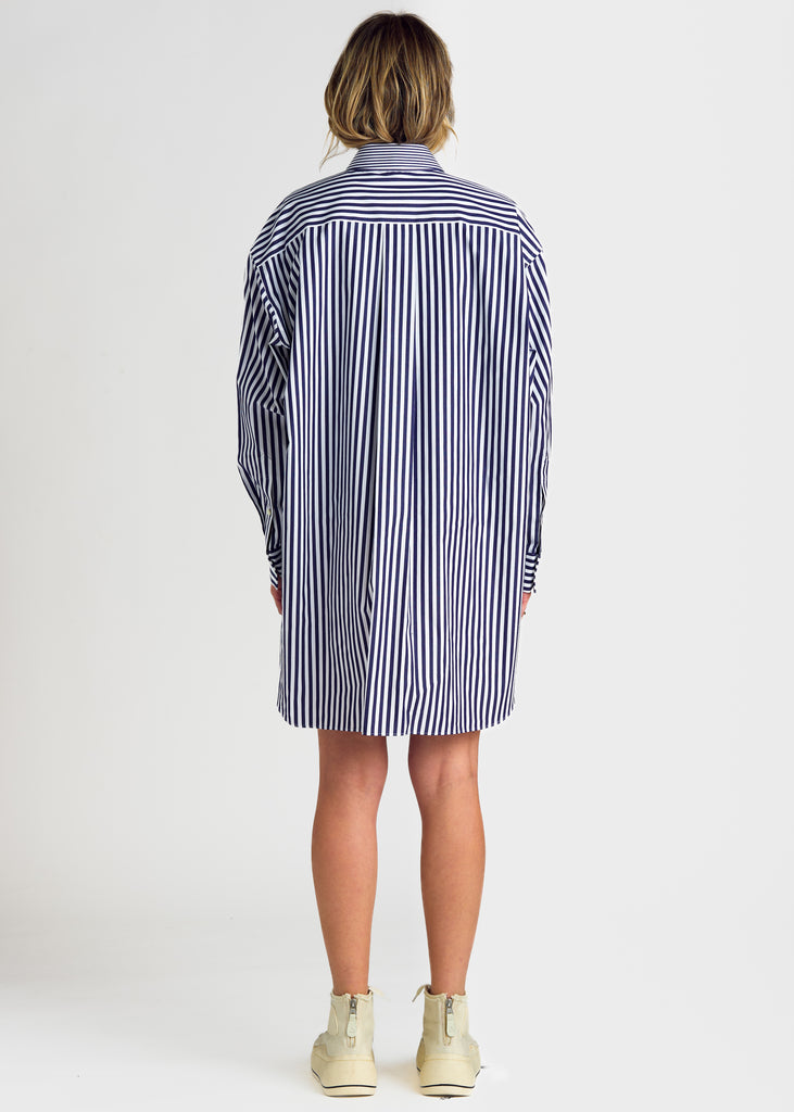 Cotton Poplin Dress - Navy Stripe DRESSES SACAI   